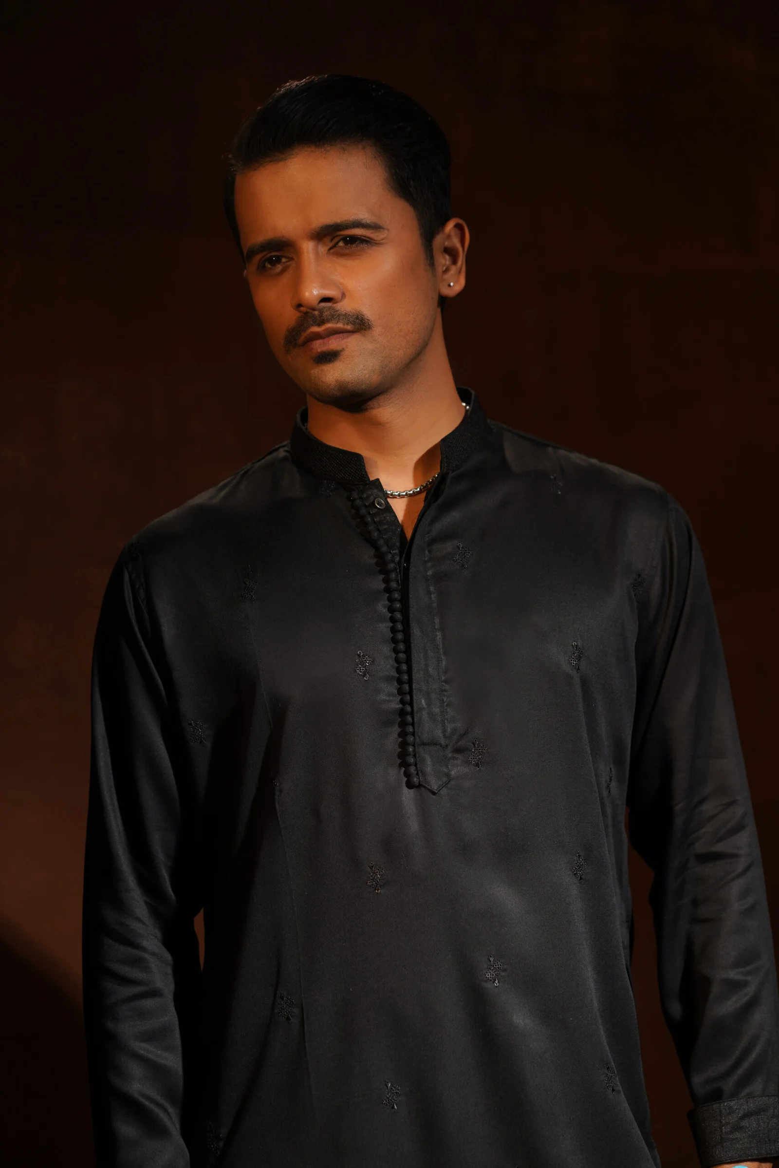 Black with allover sequin embroidery motif Co-ords