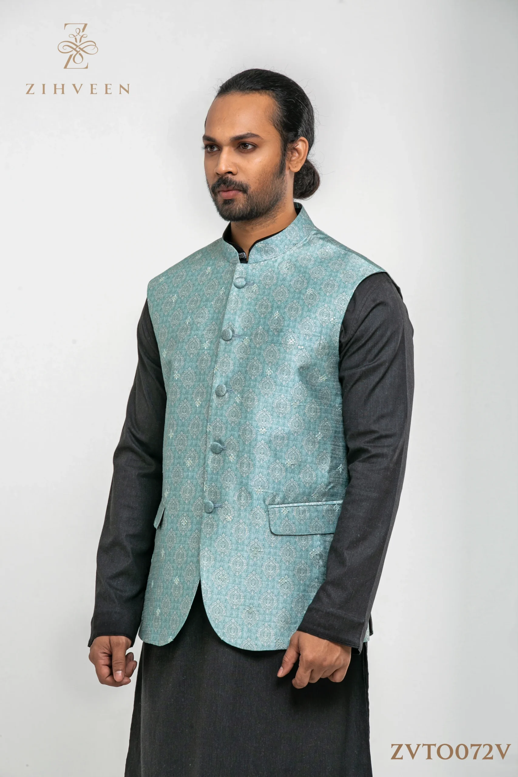 Paste Colour Self Motif Vest - ZVTO072V - view 1