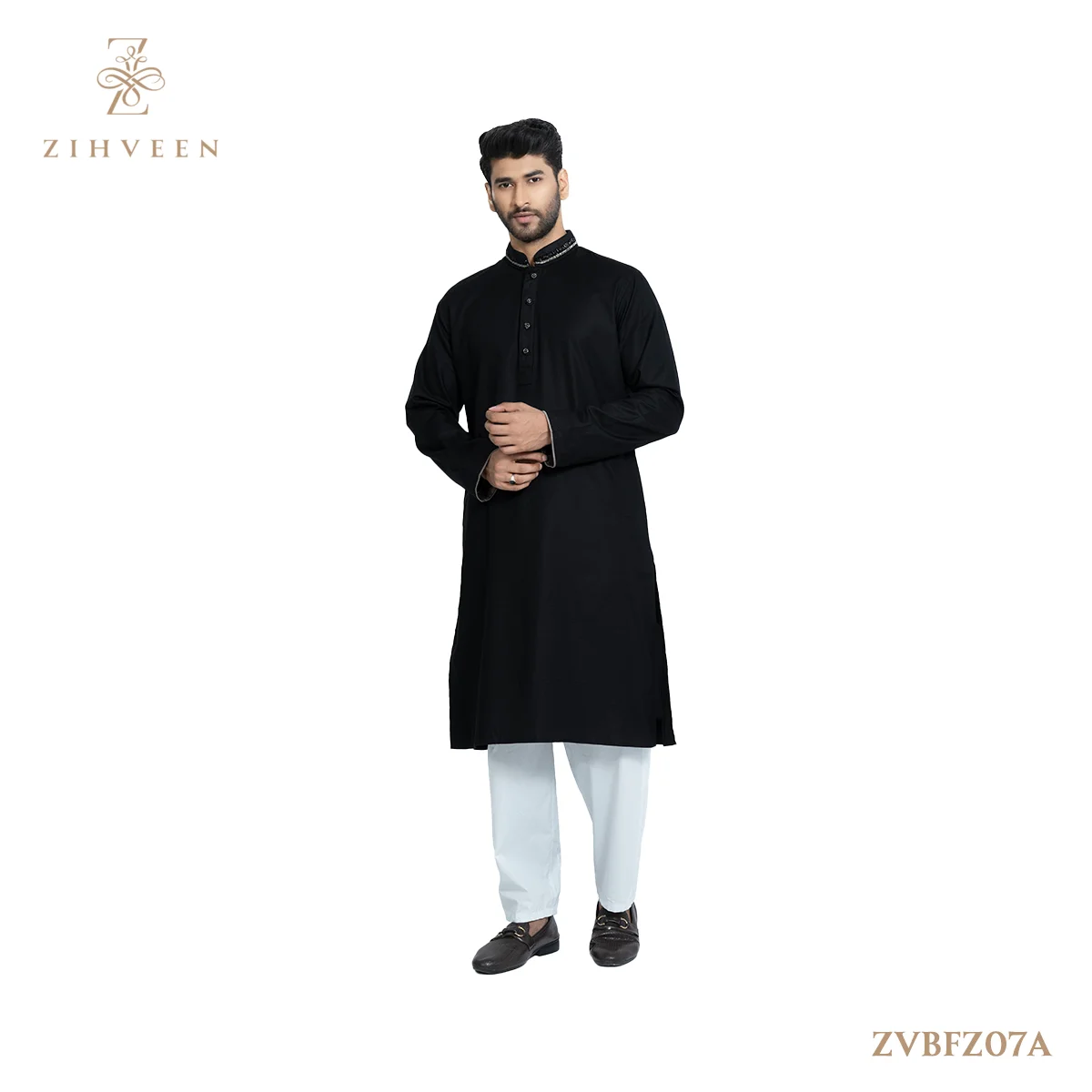 Black colour fusion collar zardoji - ZVBFZ07A - view 2