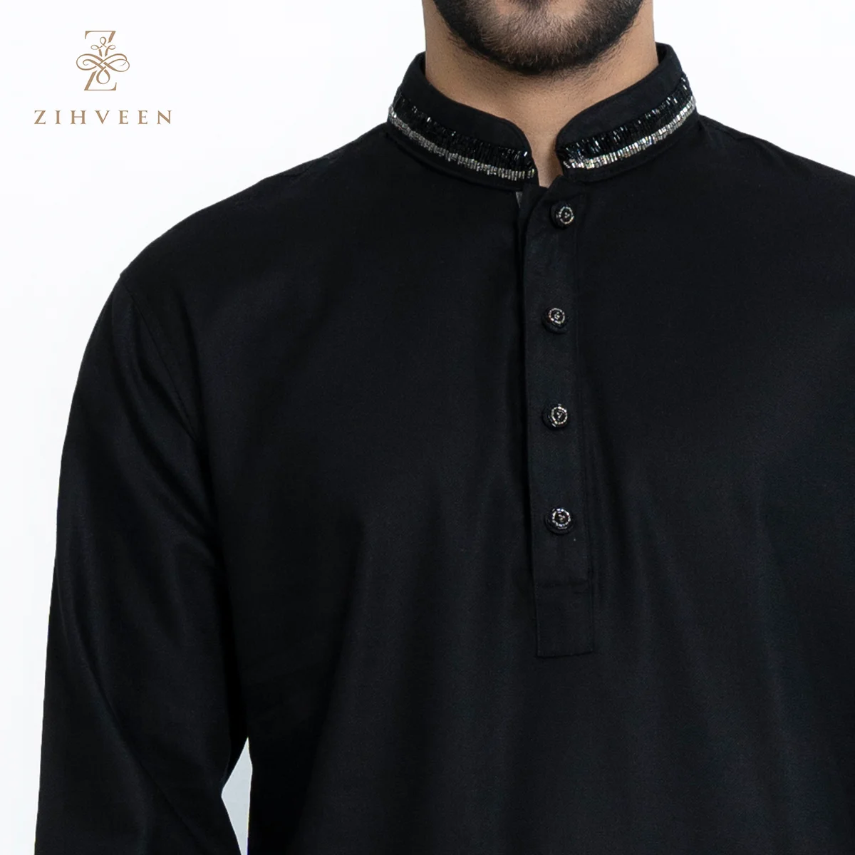 Black colour fusion collar zardoji - ZVBFZ07A - view 1