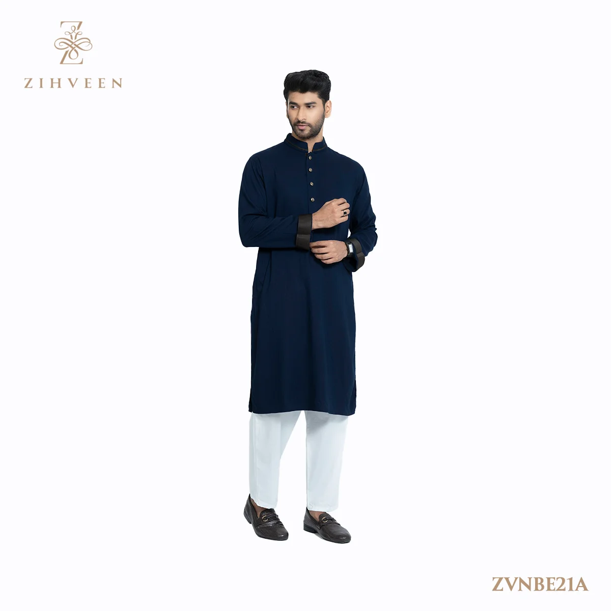 Navy Blue with golden button - ZVNBE21A - view 2