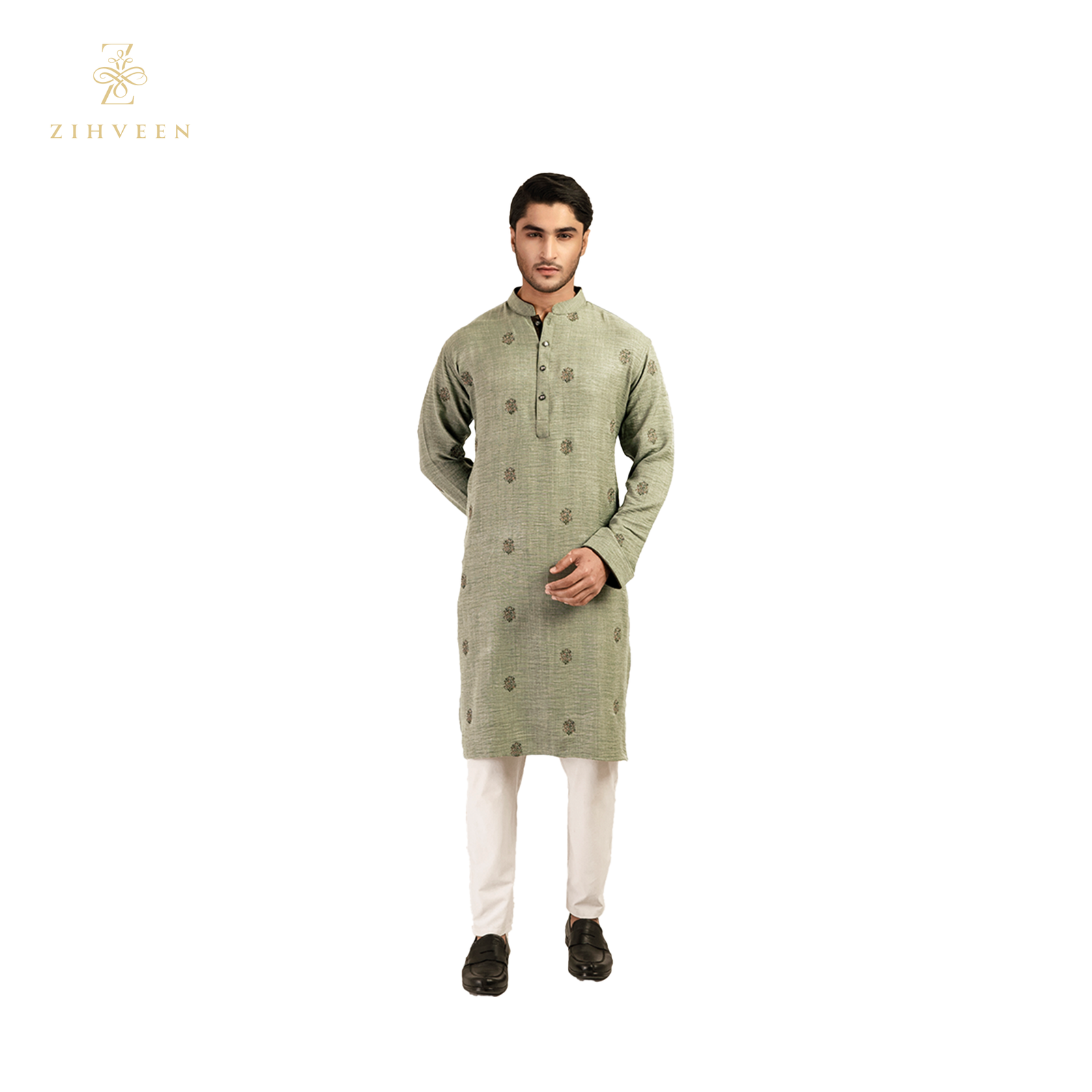 Fem green with allover fusion embroidery - ZVFG2505E - view 3