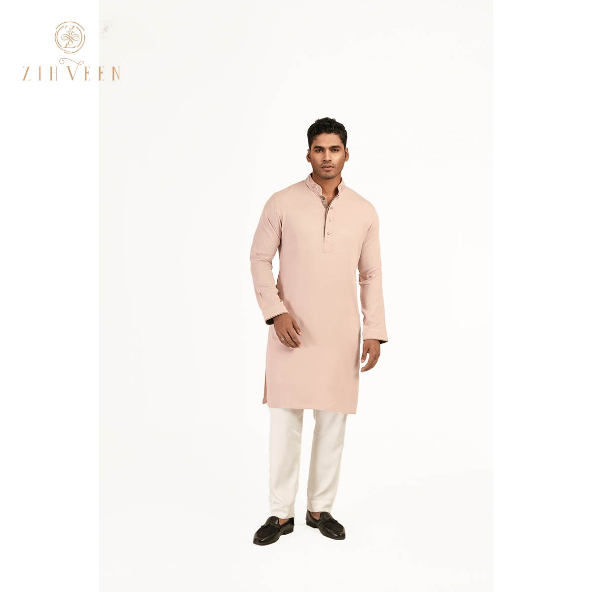 Crepe pink with collar zardozi - ZVCP2520E - view 3