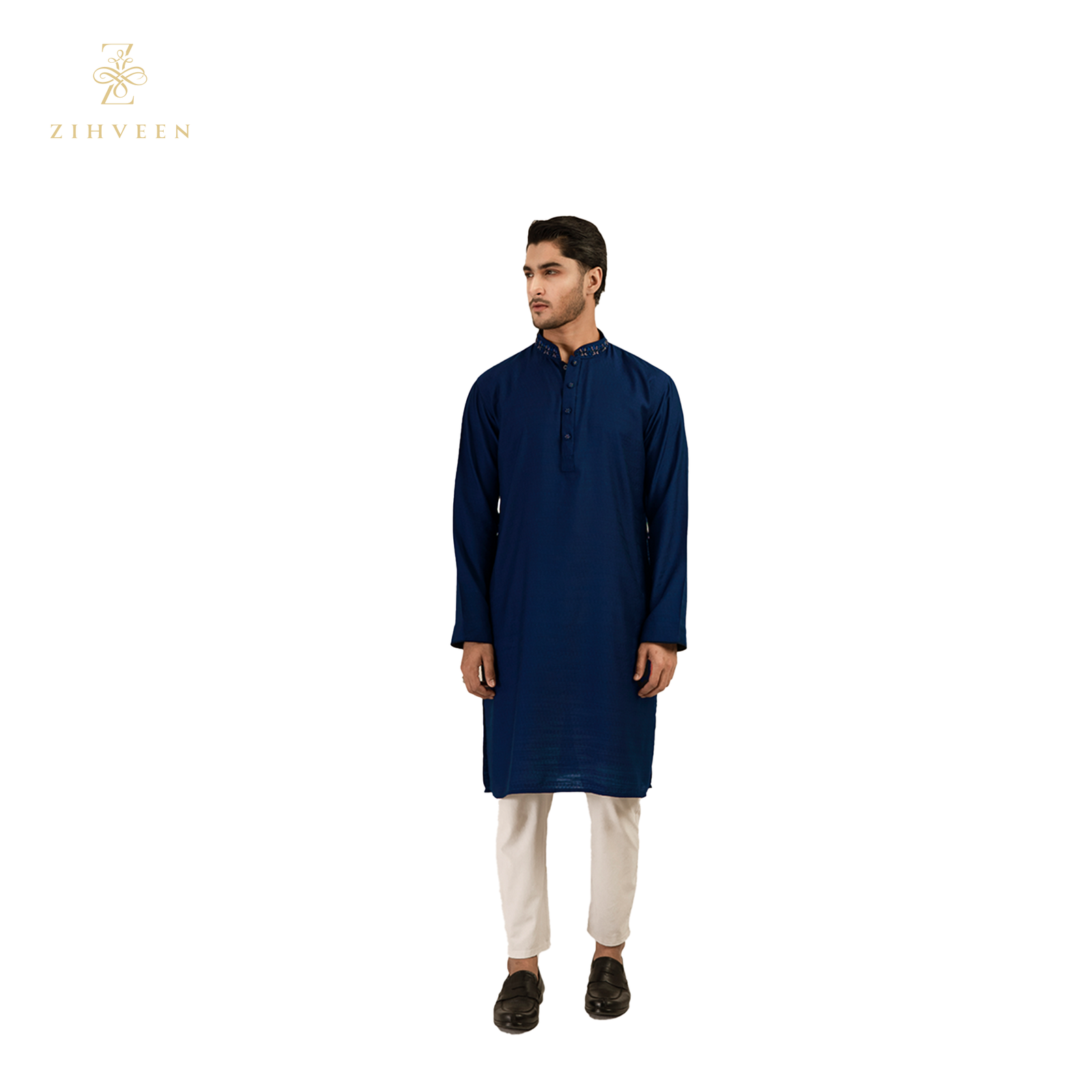 Midnight blue with fusion collar zardozi - ZVMB2511E - view 3
