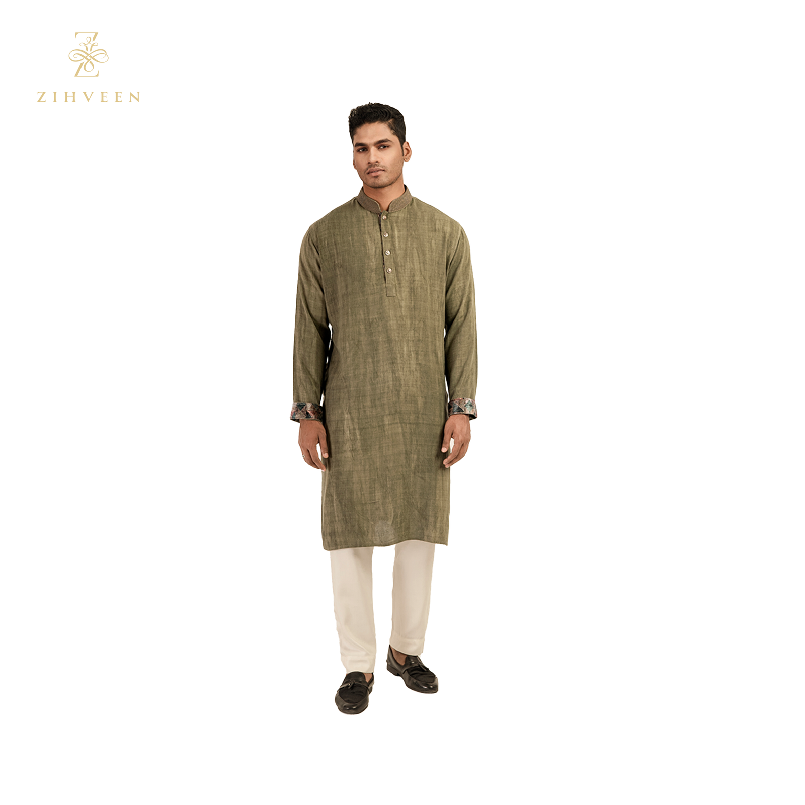 Mose Green With Aperture Collar Embroidery - ZVMG2528R - view 3