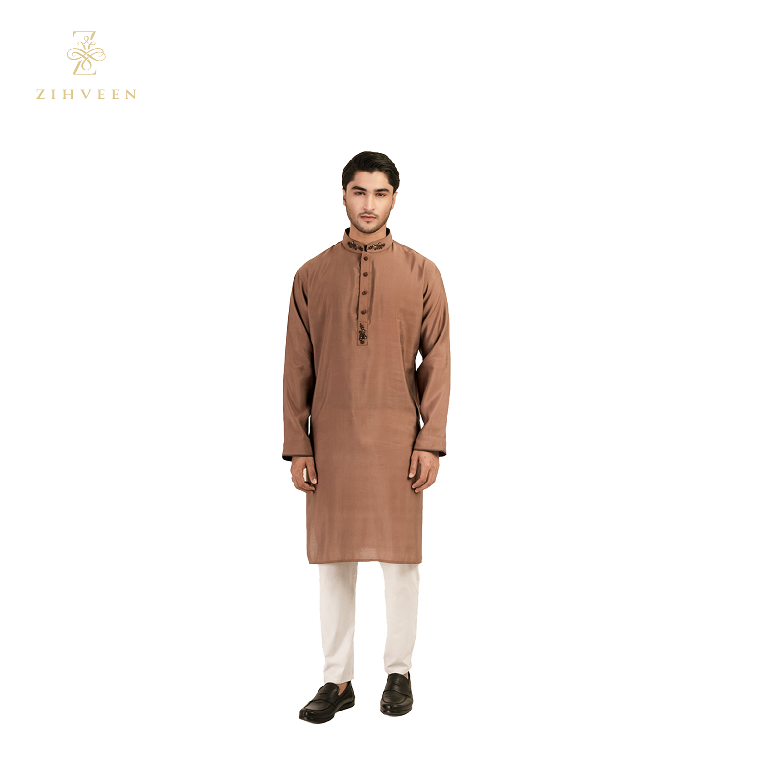 Russet brown with zardozi - ZVRB2513E - view 3