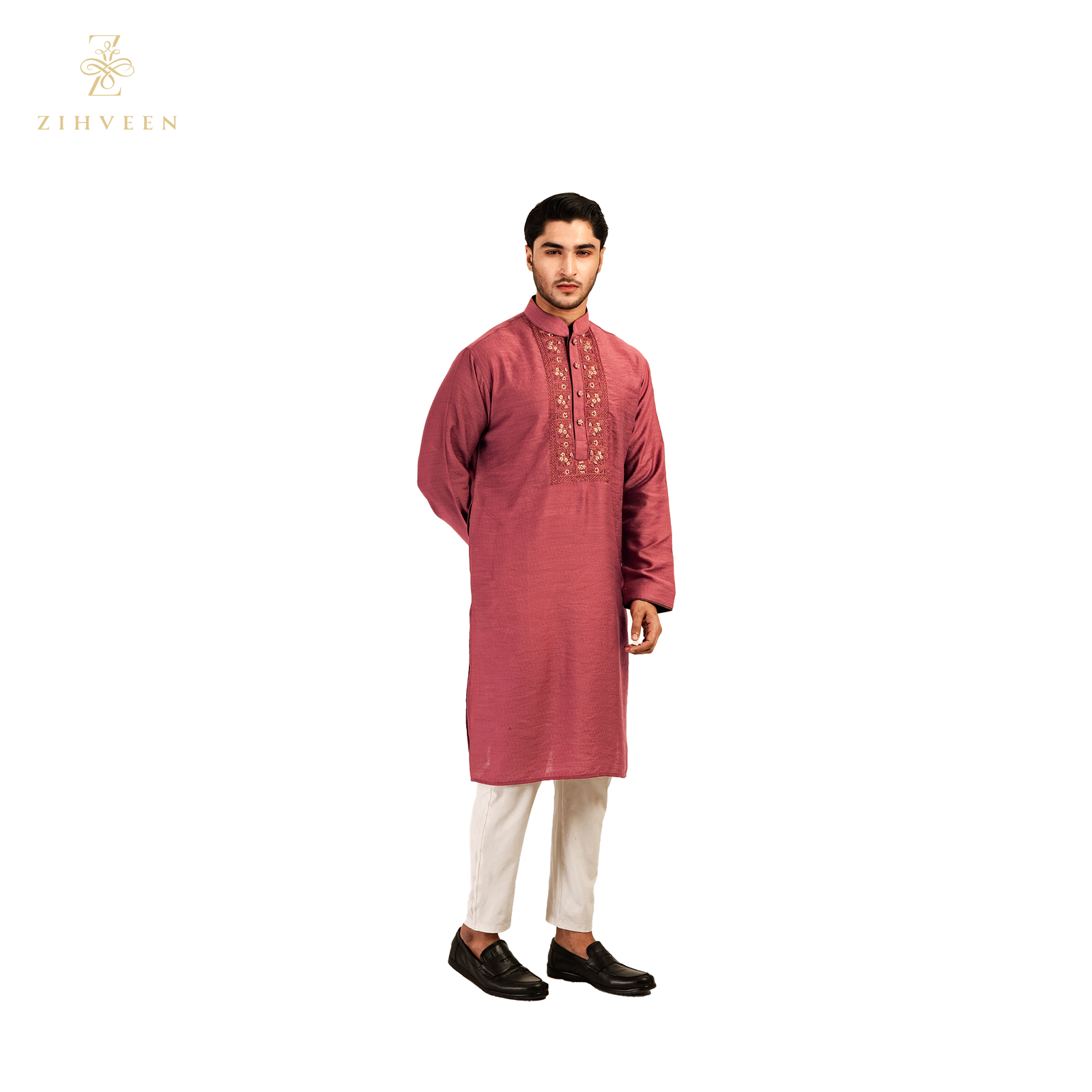Blush red colour with fusion thread zardozi - ZVBR2522E - view 3