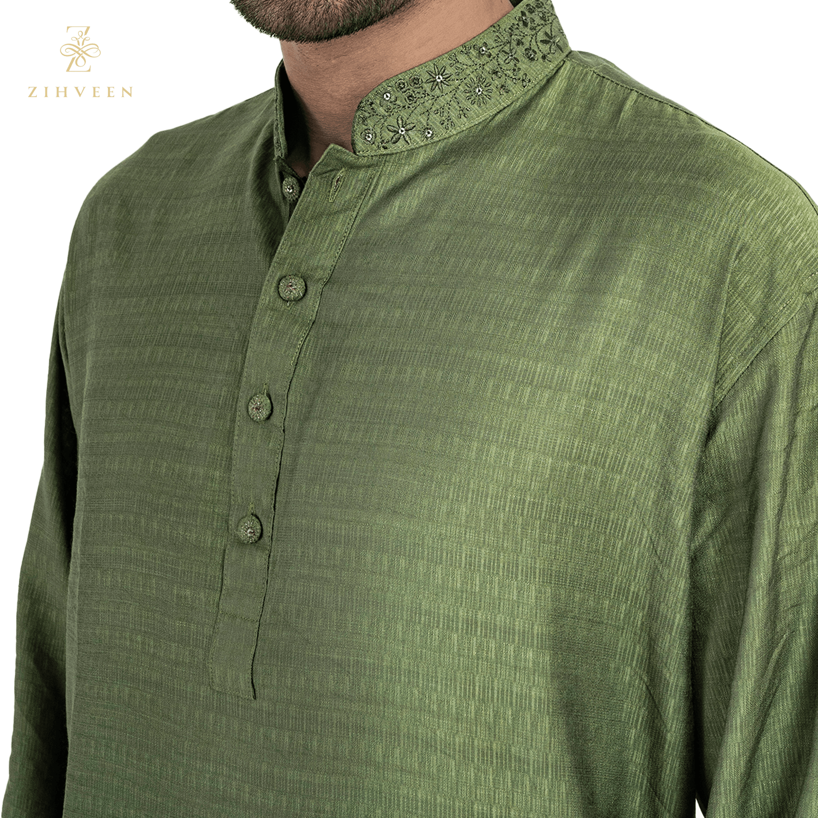Pear green with collar embroidery - ZVPG2533R - view 1