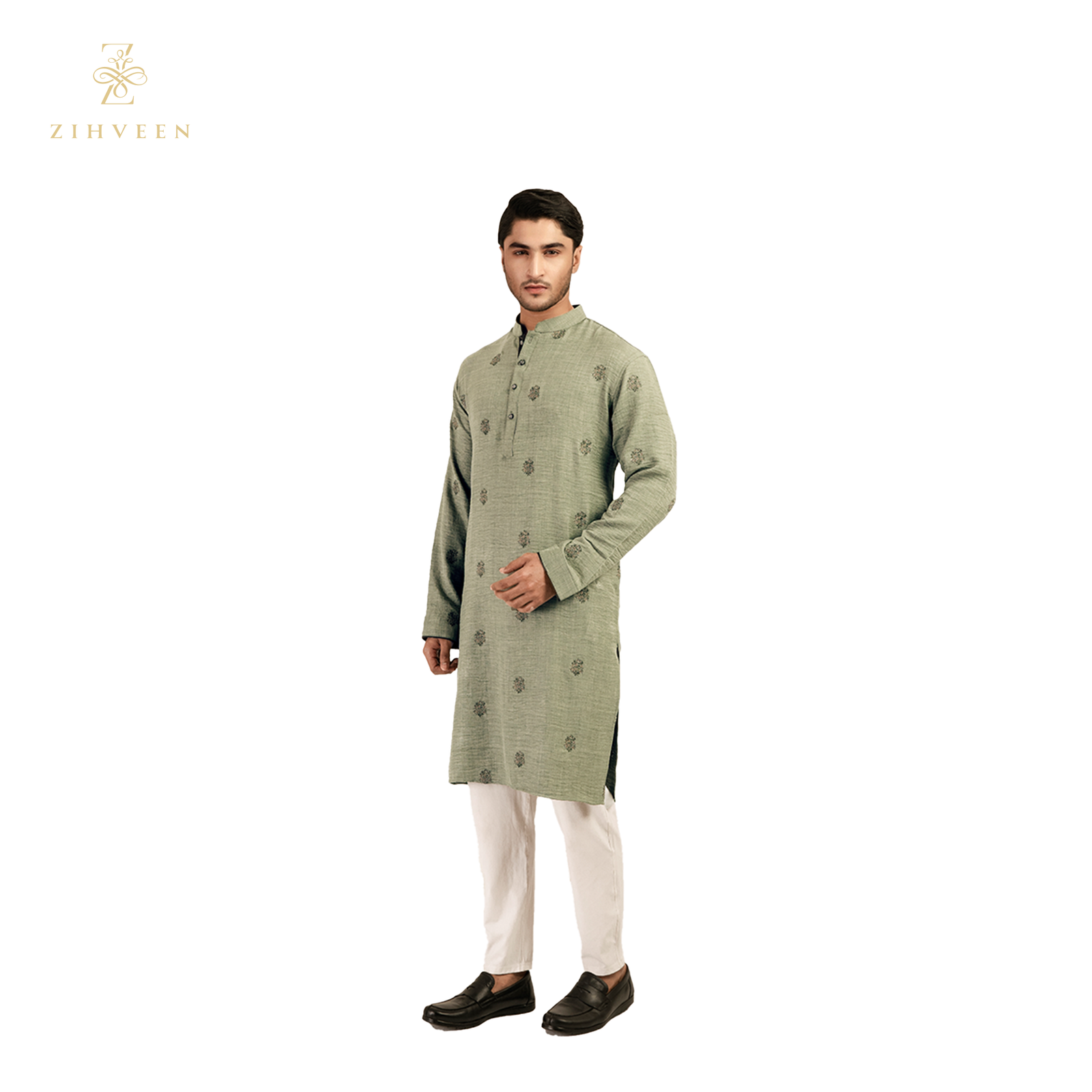 Fem green with allover fusion embroidery - ZVFG2505E - view 4