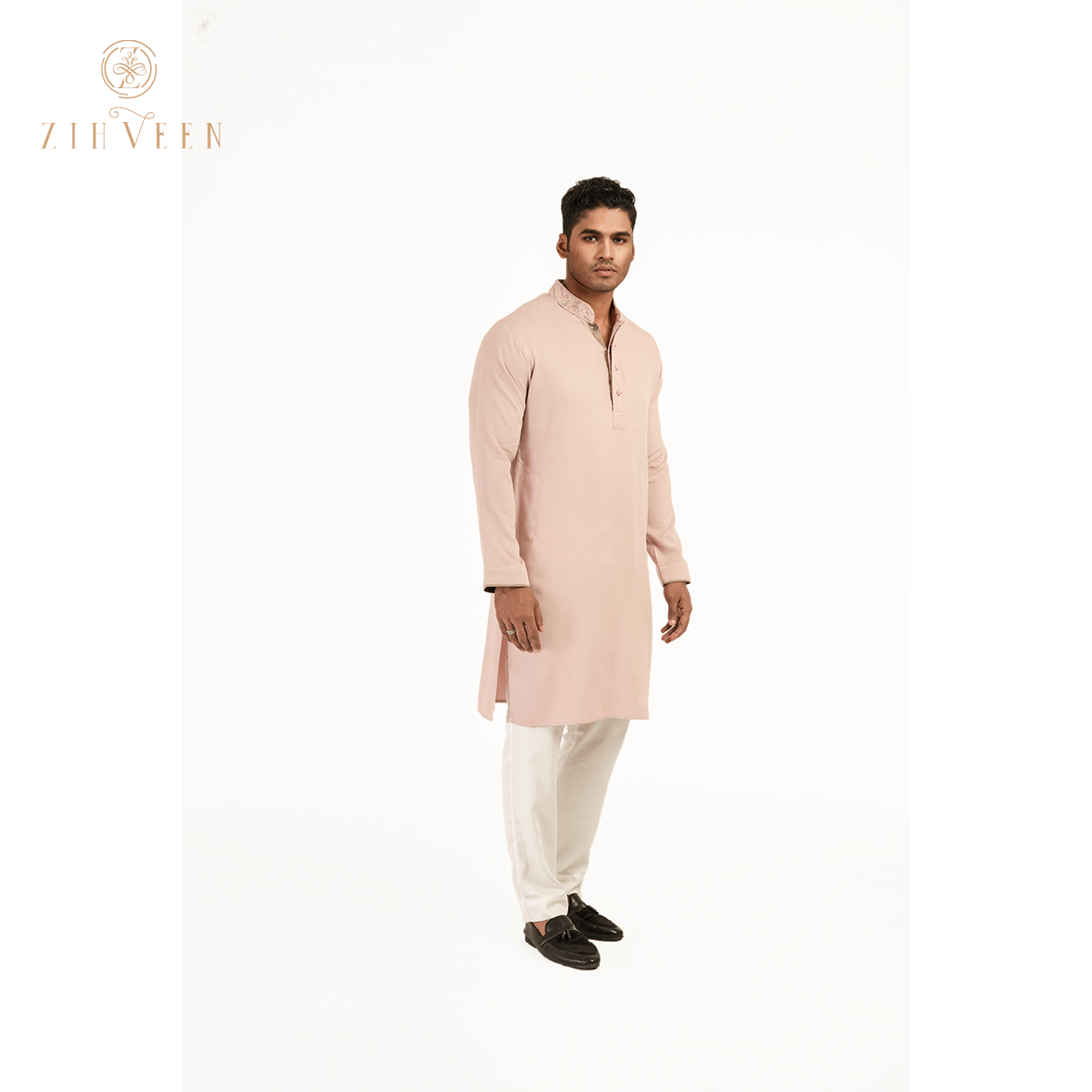 Crepe pink with collar zardozi - ZVCP2520E - view 4