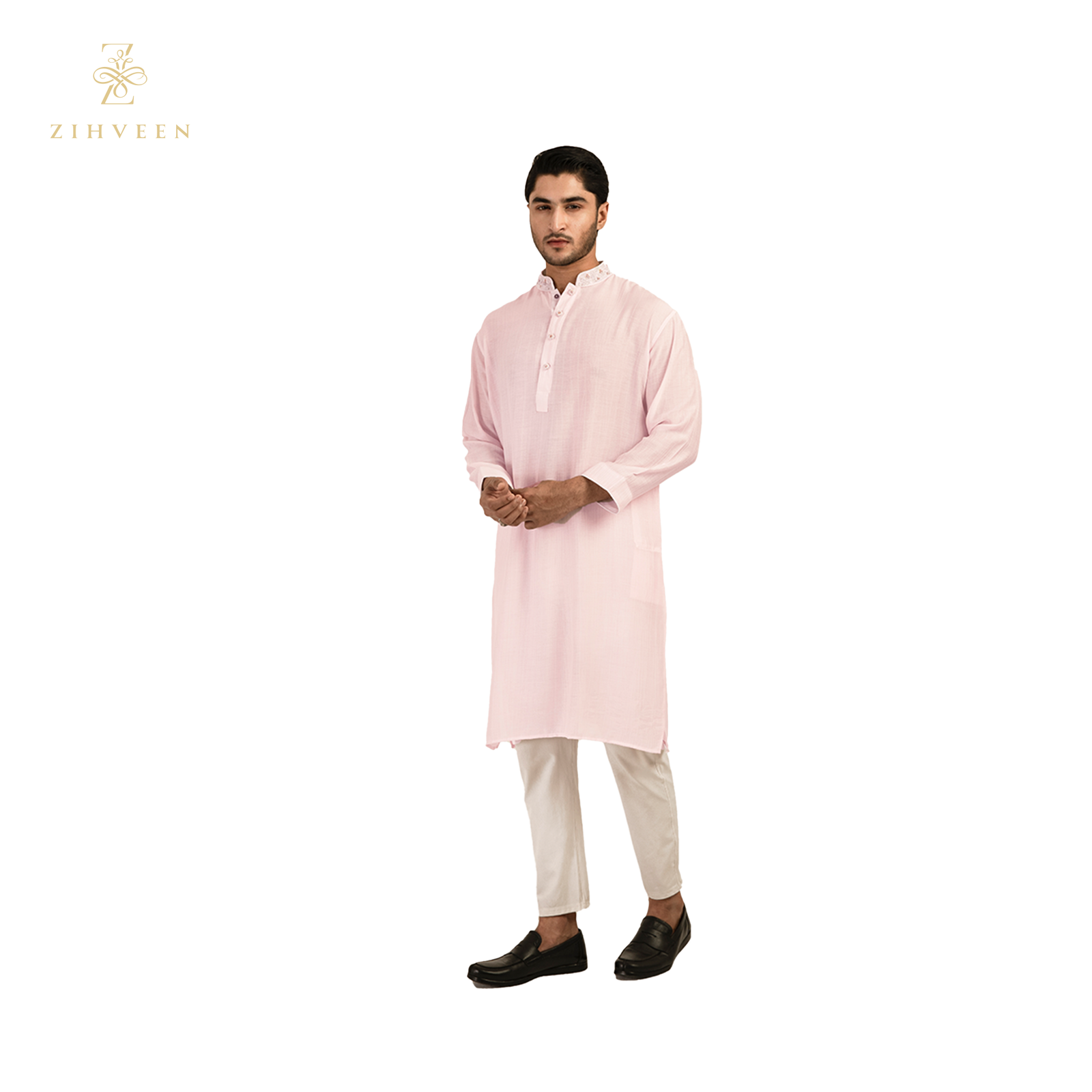 Ice Pink Fusion Color with Zardozi - ZVIP2541E - view 4
