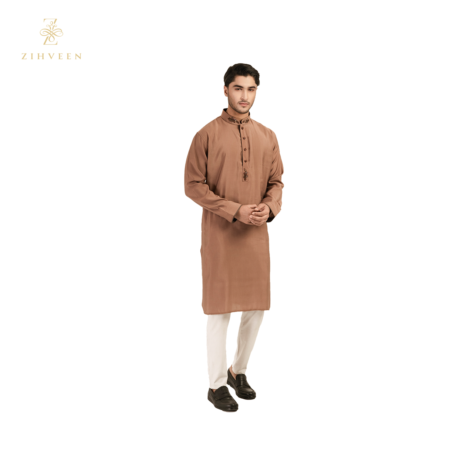 Russet brown with zardozi - ZVRB2513E - view 4