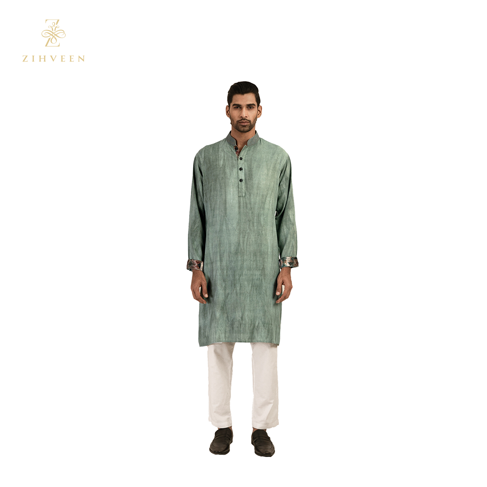 Sage Green With Aperture Collar Embroidery - ZVSG2527R - view 4