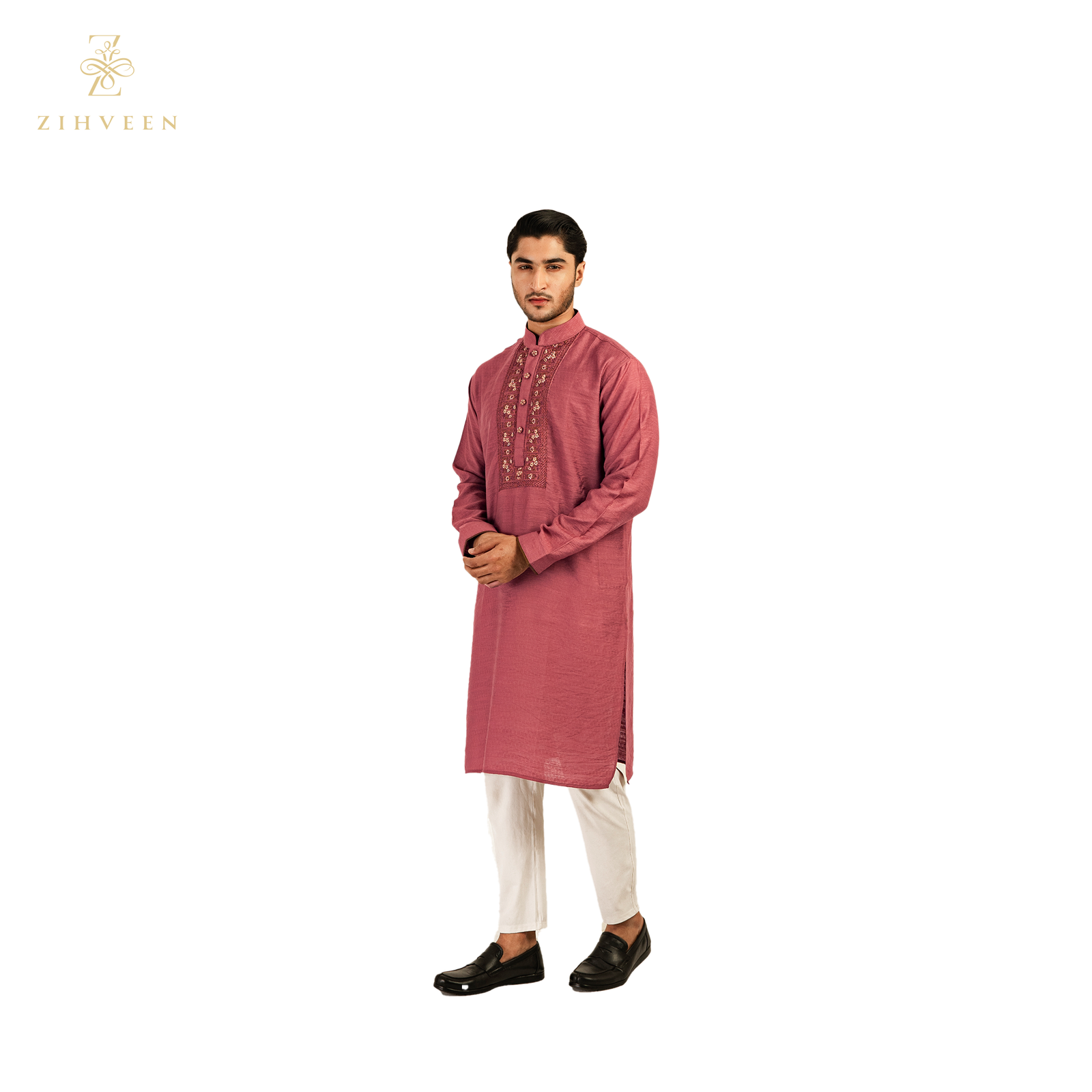 Blush red colour with fusion thread zardozi - ZVBR2522E - view 4
