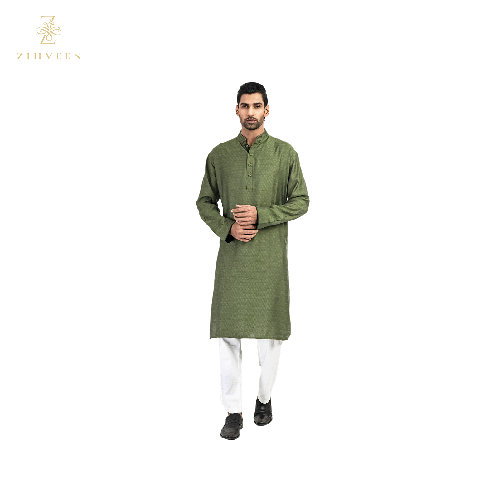Pear green with collar embroidery - ZVPG2533R - view 3