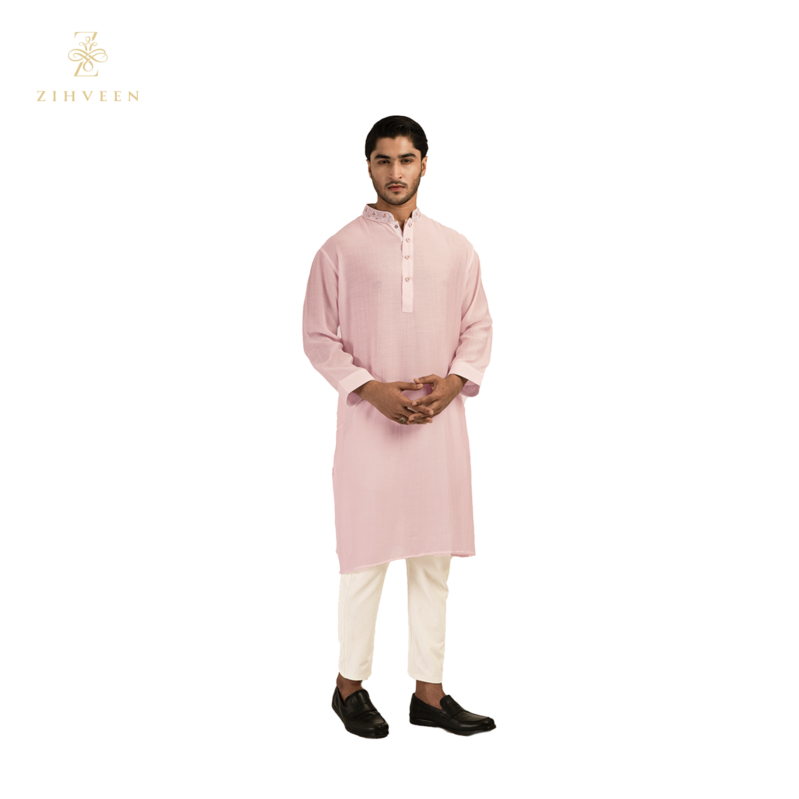 Ice Pink Fusion Color with Zardozi - ZVIP2541E - view 2