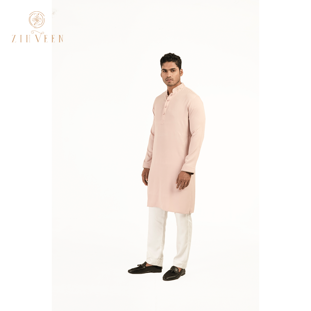 Crepe pink with collar zardozi - ZVCP2520E - view 2