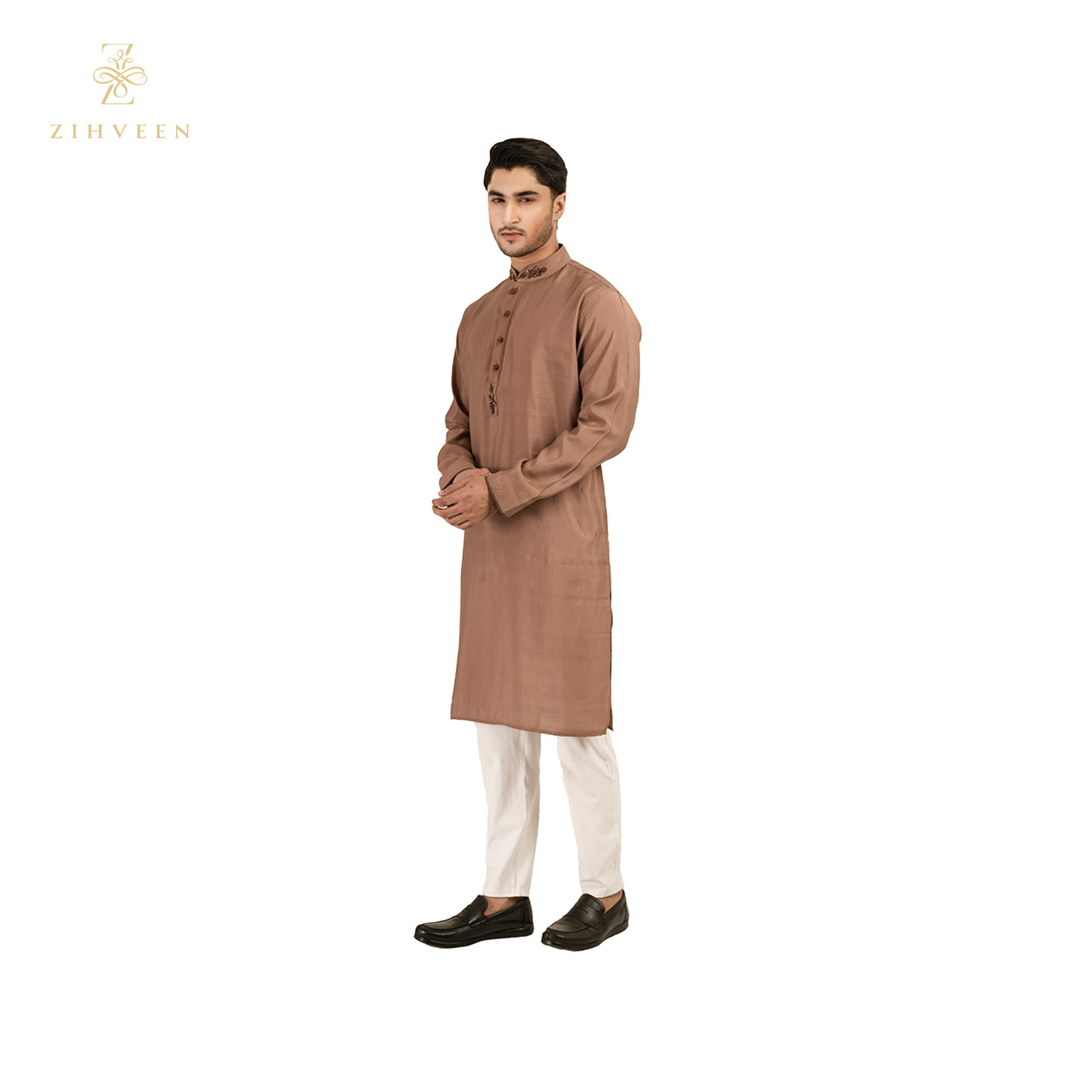 Russet brown with zardozi - ZVRB2513E - view 2