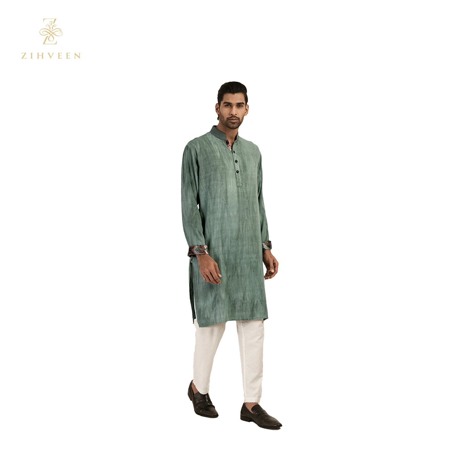 Sage Green With Aperture Collar Embroidery - ZVSG2527R - view 2