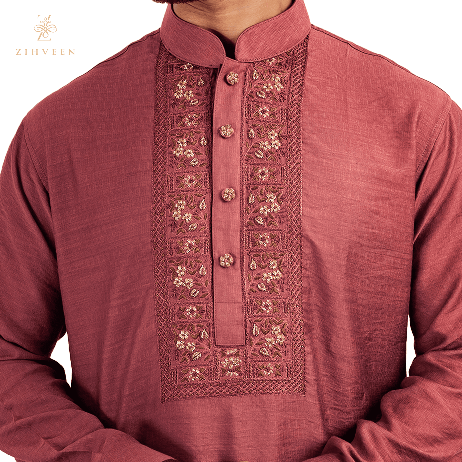 Blush red colour with fusion thread zardozi - ZVBR2522E
