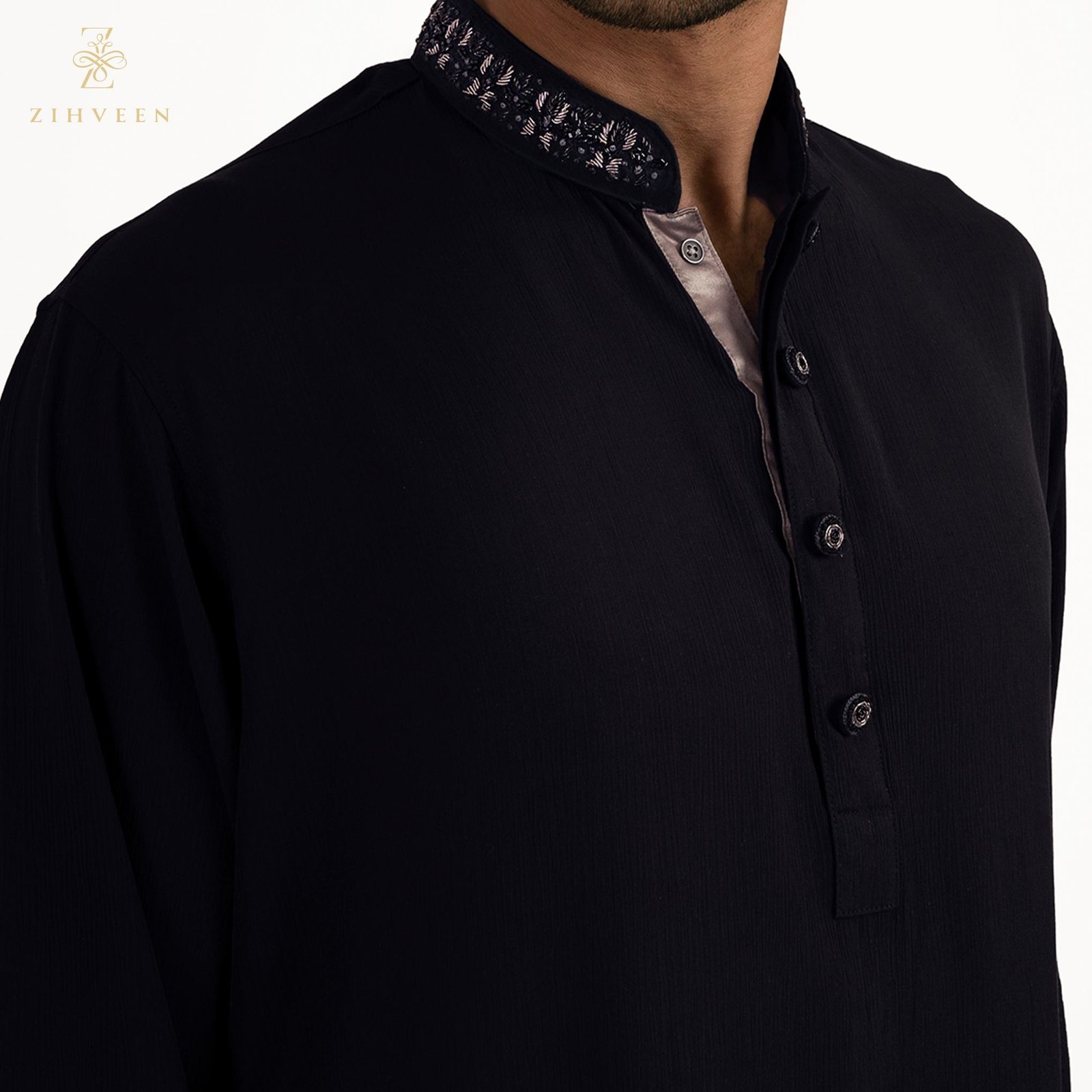 Black with fusion colour zardozi - ZVBF2510E