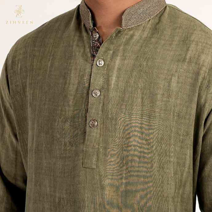 Mose Green With Aperture Collar Embroidery - ZVMG2528R - view 1