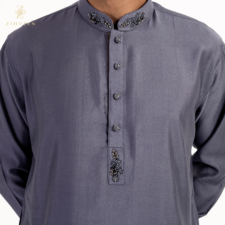 Pewter grey with zardozi work - ZVPG2512E