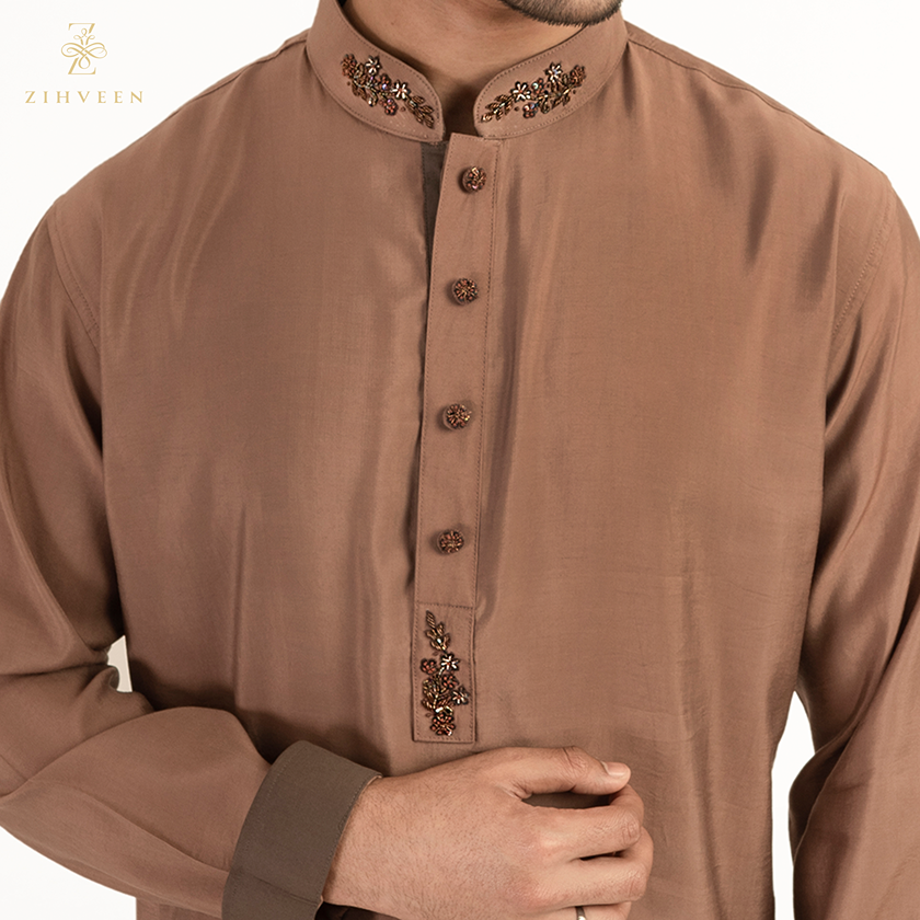 Russet brown with zardozi - ZVRB2513E