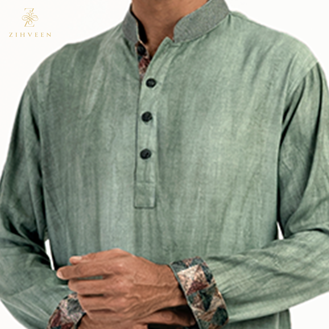 Sage Green With Aperture Collar Embroidery - ZVSG2527R - view 1
