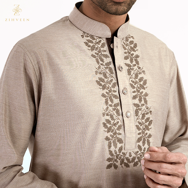 Wood brown with shrub embroidery - ZVWB2517R - view 1