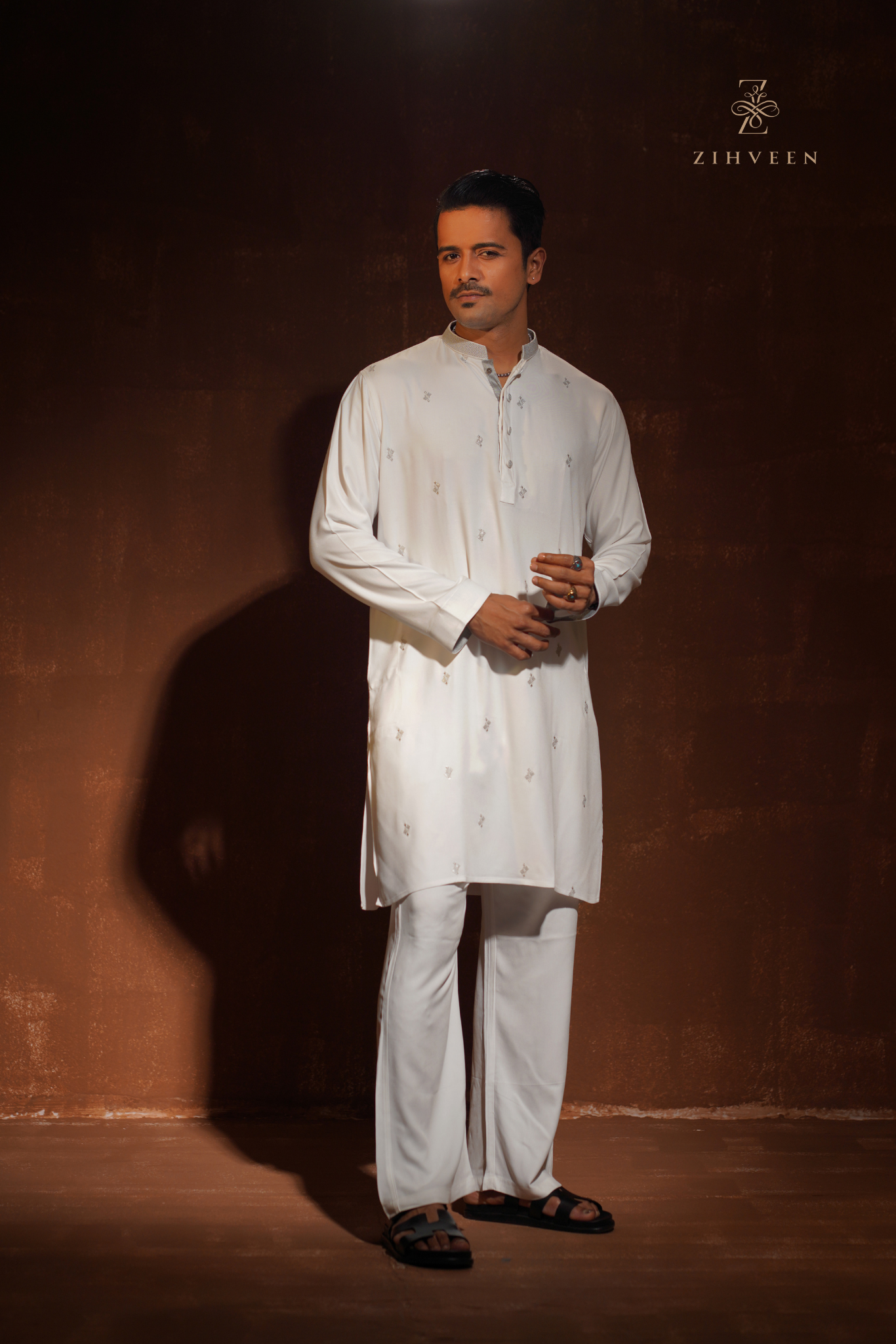 White All-Over Sequin Embroidery Motif - view 3