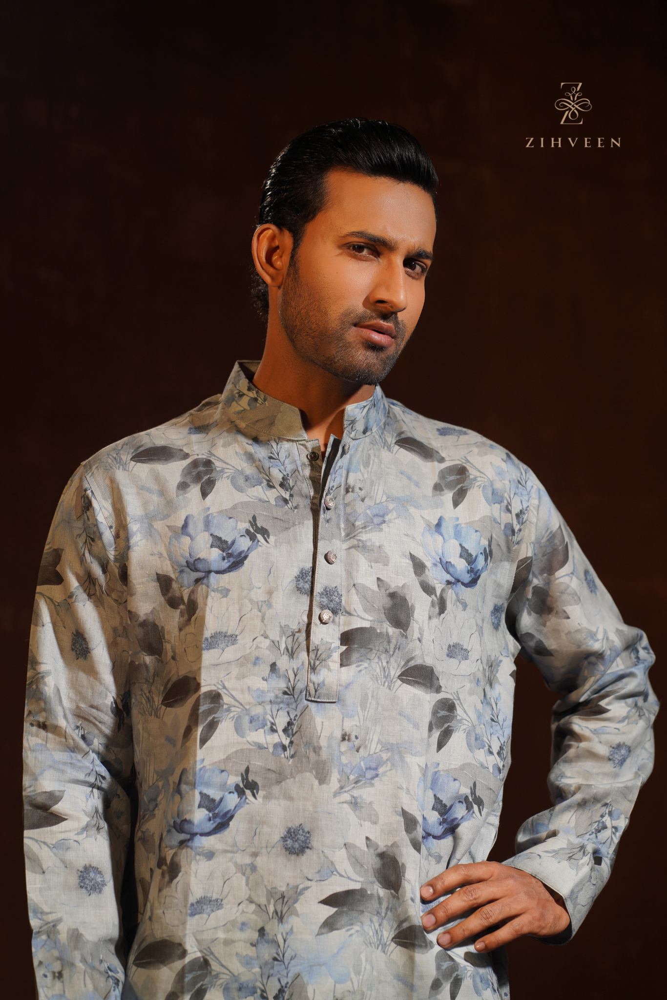 Pure Linen with Floral digital print - view 1