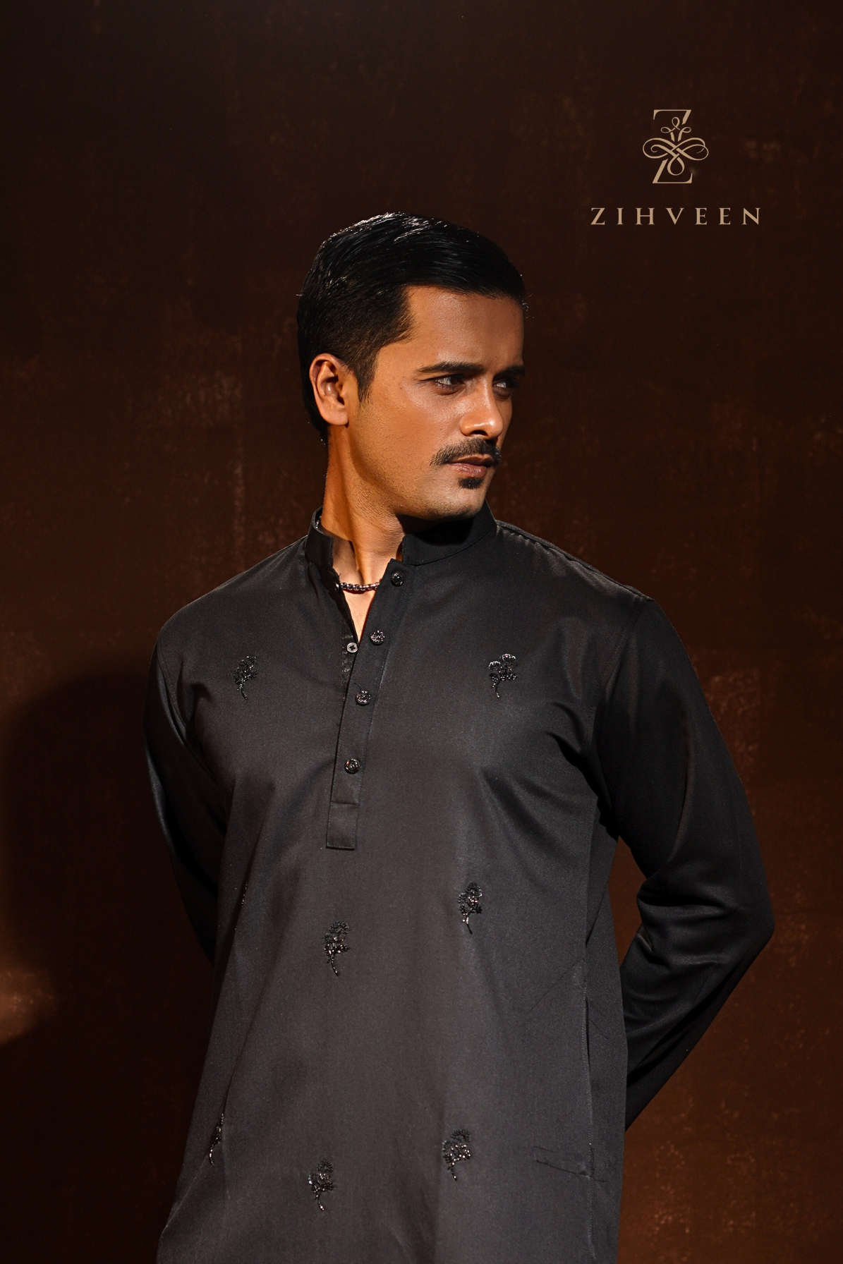 Black color with all over Zardoji
