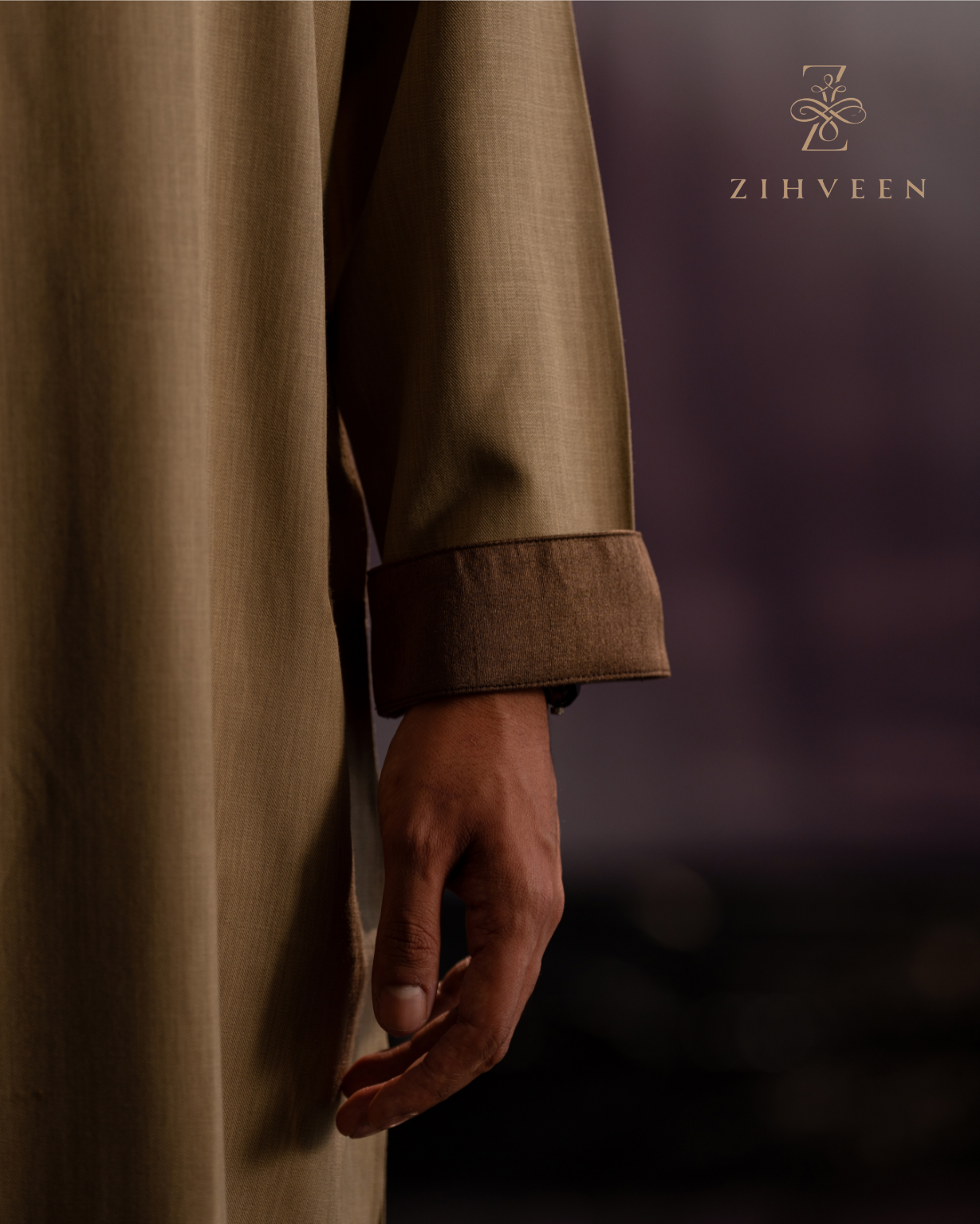 Tortilla Brown with Elegant zardoji work in Collar and button - view 4