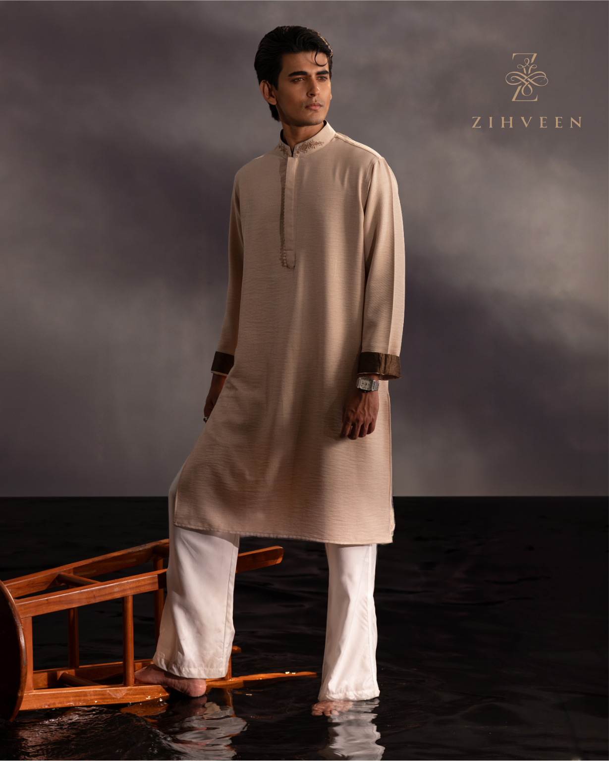 Burlywood brown with collar zardoji - view 3
