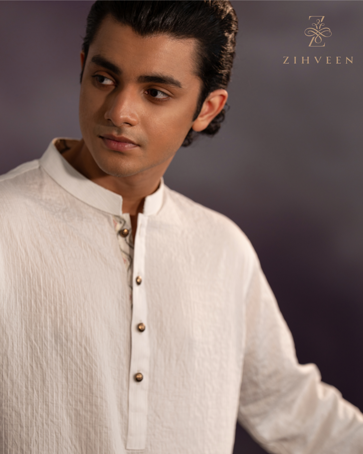 White stripe with Elegant button - view 1