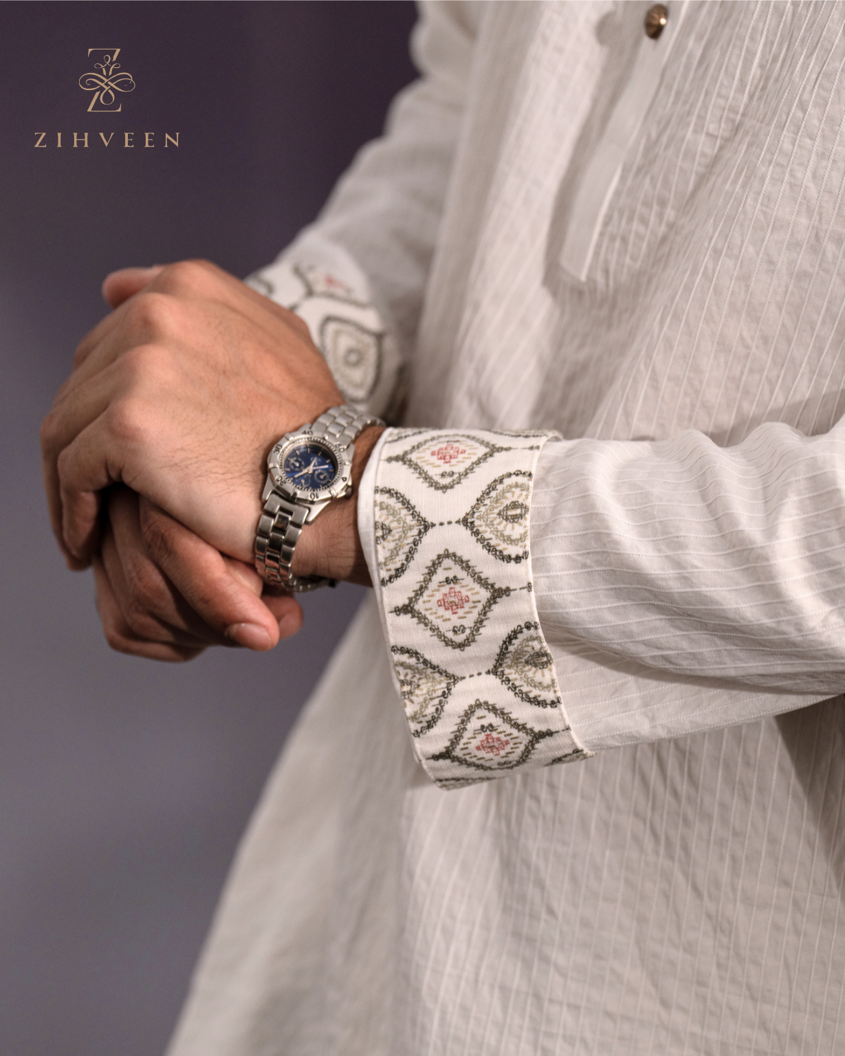 White stripe with Elegant button - view 4