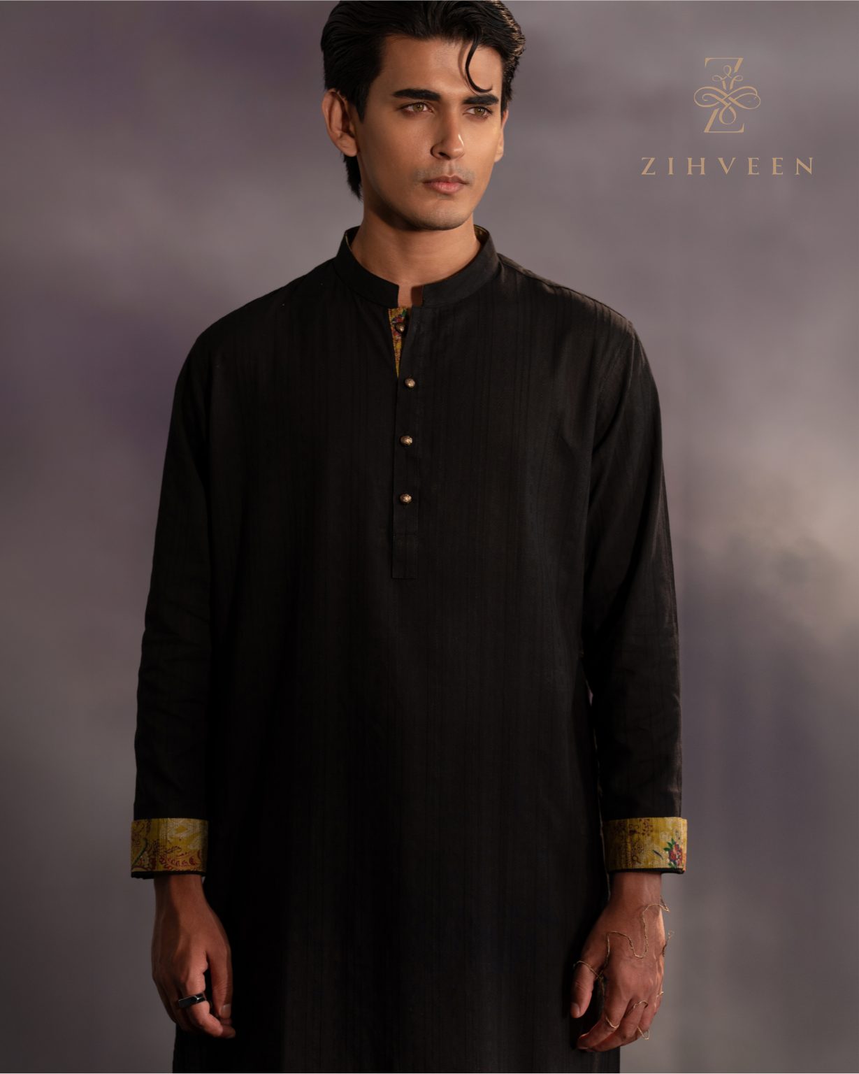 Black Stripe with elegant button - view 2